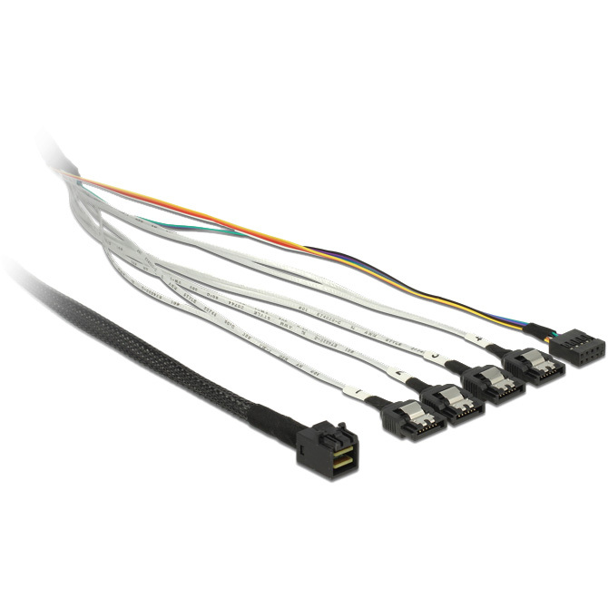 DeLOCK Cable mini SAS HD SFF-8643 > 4 x SATA 7 pin, 0,5m kabel