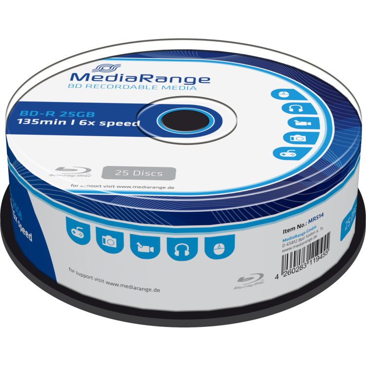 MediaRange BD-R 25 GB blu-ray media