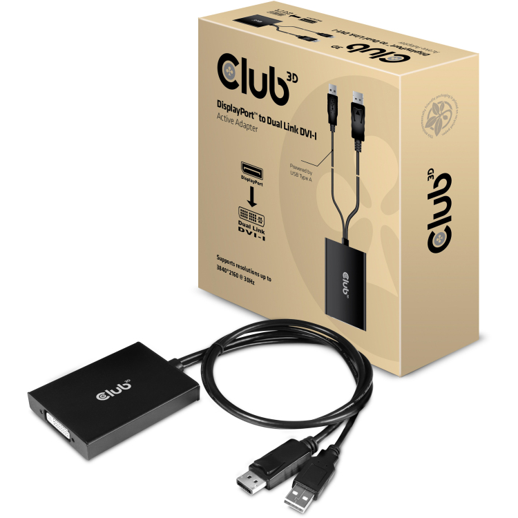 Club 3D DisplayPort to Dual Link DVI-I Active Adapter