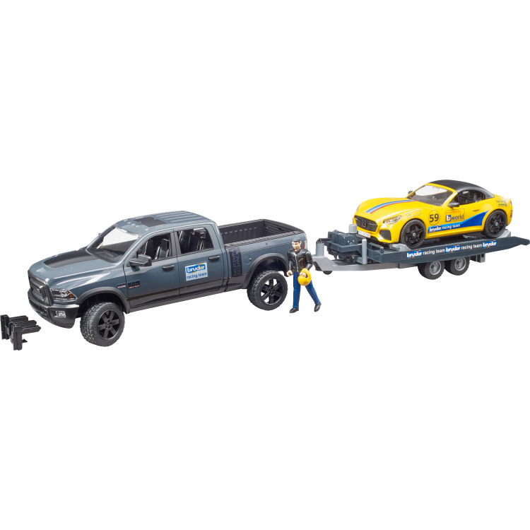 bruder RAM 2500 Power Wagon en Roadster Bruder Racing Team modelvoertuig