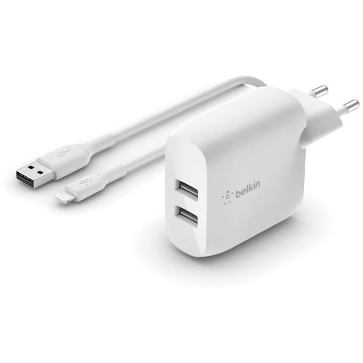 Belkin BOOSTCHARGE 2-poorts USB-A wandlader + Lightning/USB-A kabel oplader