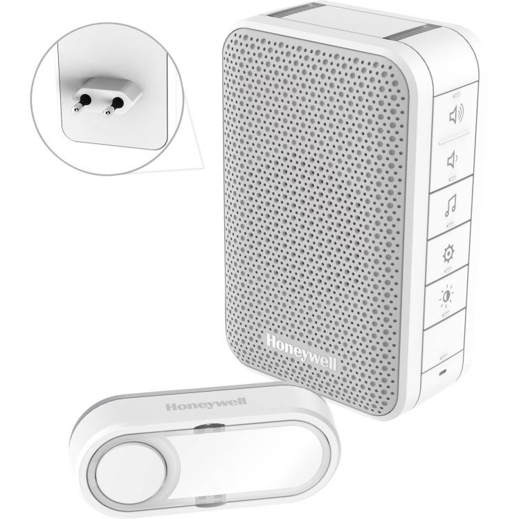 Honeywell DC313SP2 Draadloze plug-in deurbel met volumeregelaar en drukknop