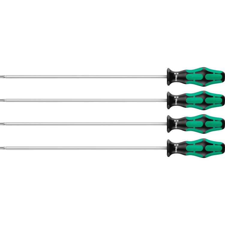 Wera 367/4 TORX HF Kraftform Plus Schroevendraaierset met vasthoudfunctie met 300 mm lange klingen