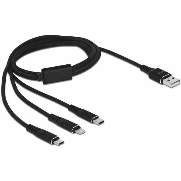 DeLOCK USB Charging cable 3 in 1 for Lightning, micro USB, USB-C kabel