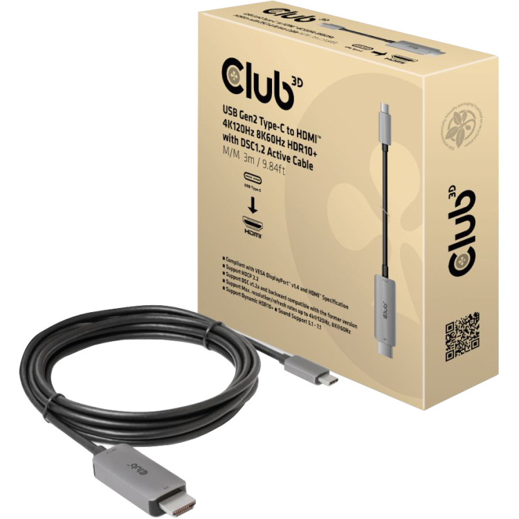 Club 3D USB Gen2 Type-C naar HDMI kabel