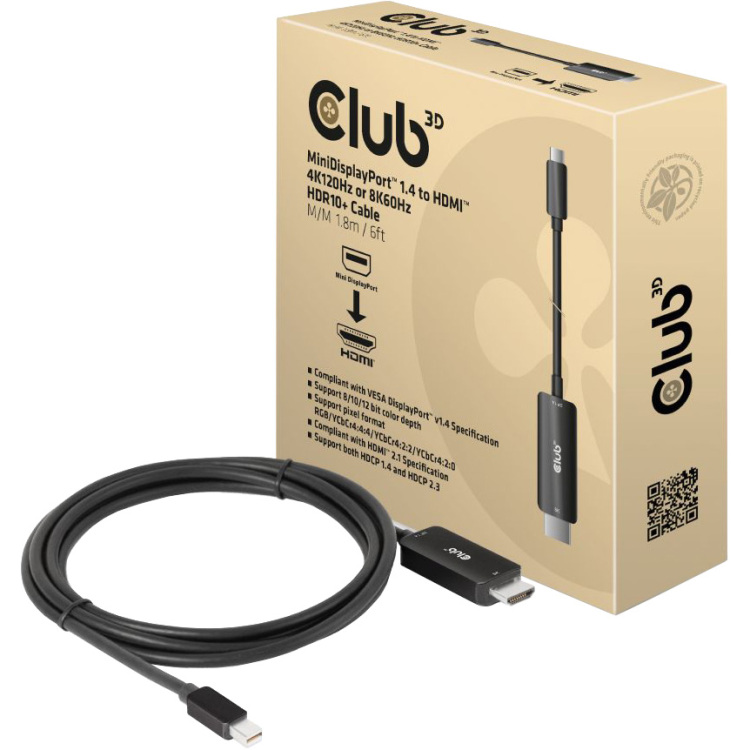 Club 3D mini DisplayPort 1.4 naar HDMI kabel
