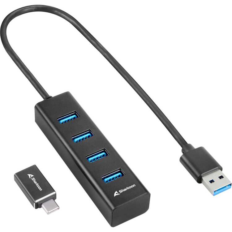 Sharkoon 4-Port USB 3.2 Gen 1 Aluminium usb-hub