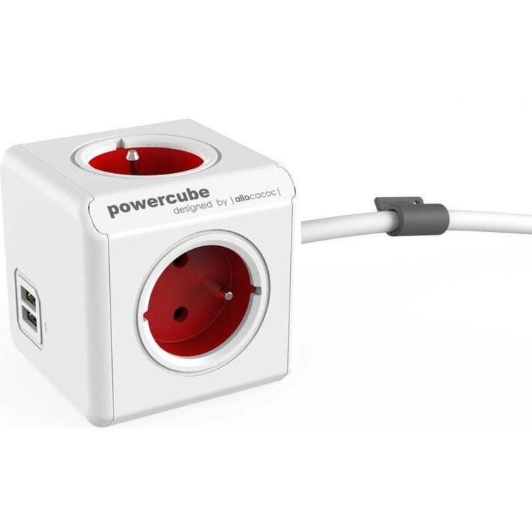 Allocacoc PowerCube Extended, stekkerdoos met USB