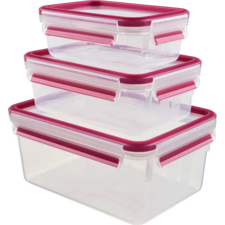 Emsa Clip & Close vershoudbakjes, 3-delige set, 0,55 / 1,0 / 2,2 L doos