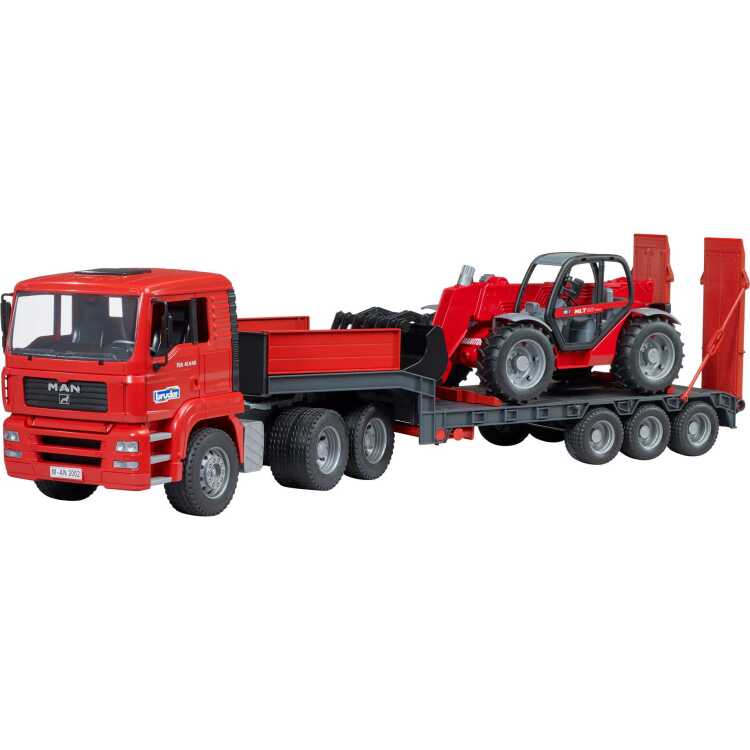 bruder MAN TGA dieplader met Manitou MLT633 verreiker modelvoertuig