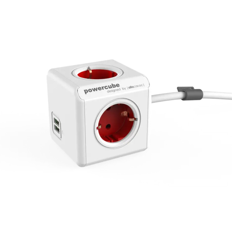 Allocacoc PowerCube Extended, stekkerdoos met 2x USB