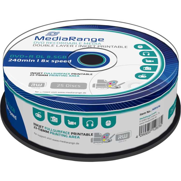 MediaRange DVD+R DL 8,5 GB blanco dvd's