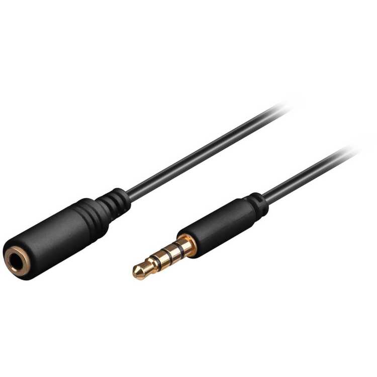 goobay Hoofdtelefoon en audio AUX verlengkabel, 4-pin 3.5mm slim