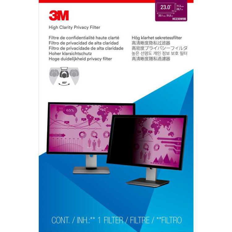3M High Clarity Privacyfilter voor breedbeeldscherm voor desktop 23" (16:9)