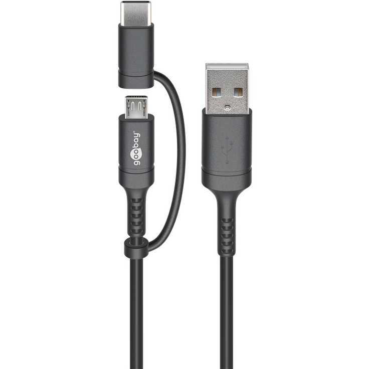 goobay Oplaad- en synchronisatie-combinatiekabel USB-A > Micro-USB / USB-C