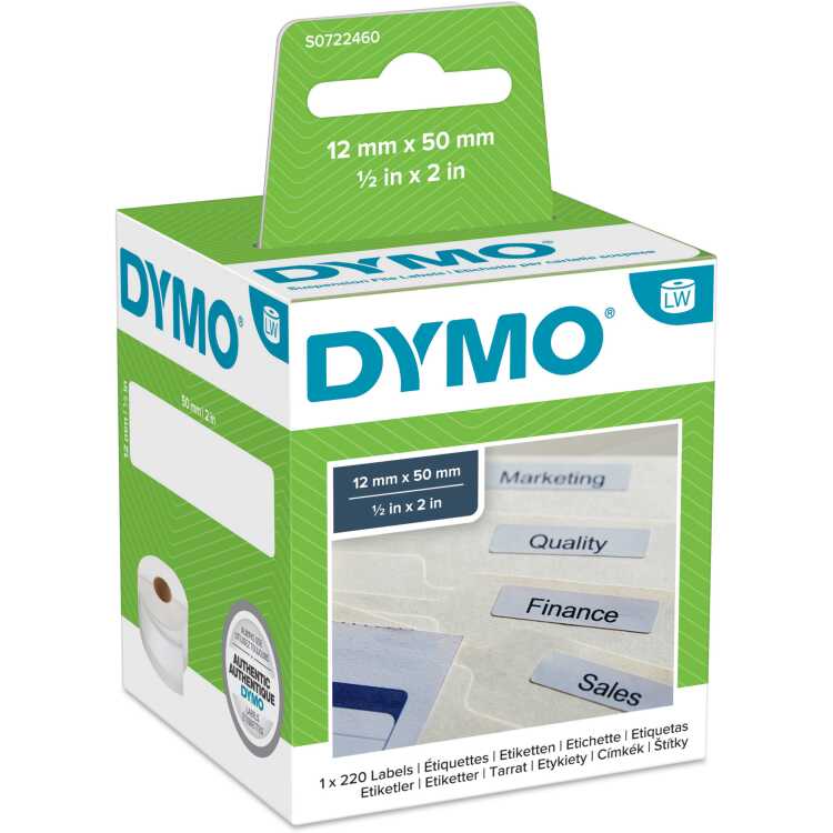Dymo LW etiketten voor hangmappen 12 x 50 mm label