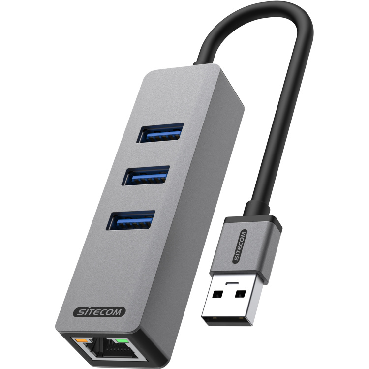 Sitecom USB-A naar Ethernet + 3x USB dockingstation