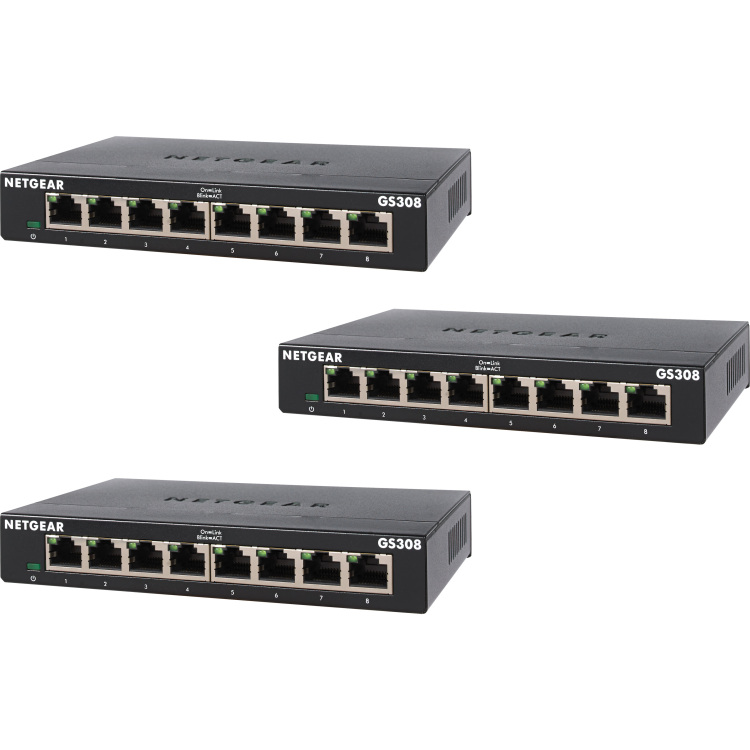 Netgear GS308-300PES, 3 pack switch