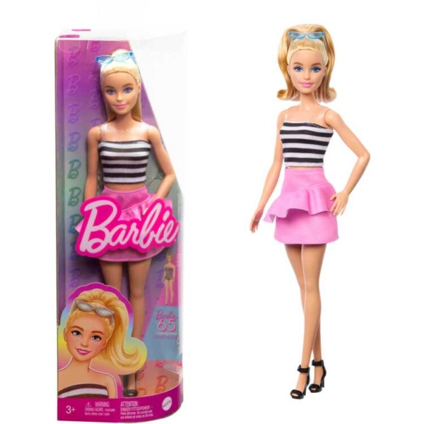 Mattel Fashionistas #213 - Striped top, pink skirt and sunglasses pop