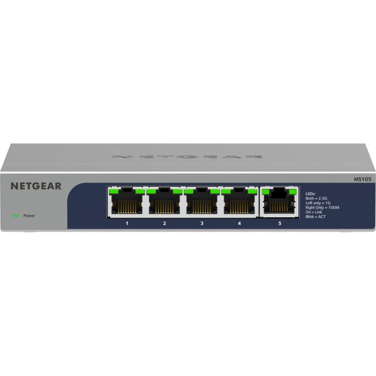 Netgear 5-poorts Multi-Gigabit 2,5G Ethernet Unmanaged switch, MS105
