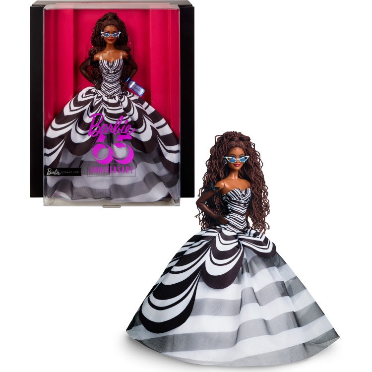 Mattel Signature - 65th Anniversary Collectible - Brown hair, black and white gown pop