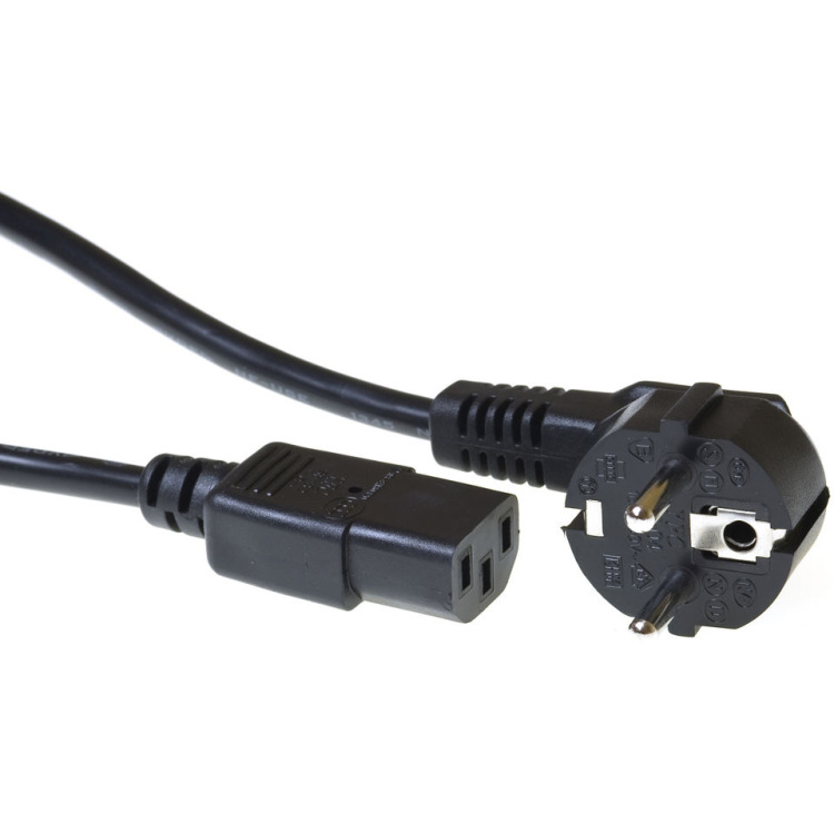 ACT Connectivity Netsnoer CEE 7/7 male (haaks) - C13 zwart 0,5 m kabel