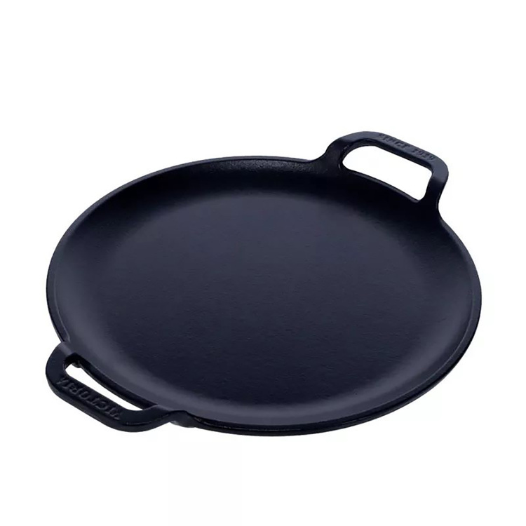 Victoria Pizzapan met twee handgrepen 25 cm, Seasoned bak-/braadpan