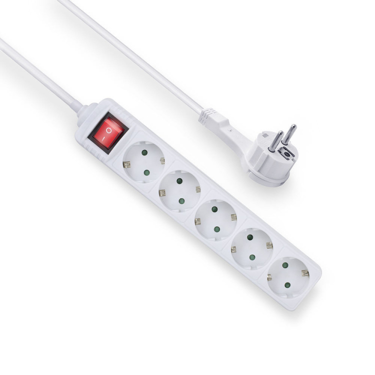 ACT Connectivity ACT Stekkerdoos platte stekker, 5 socket