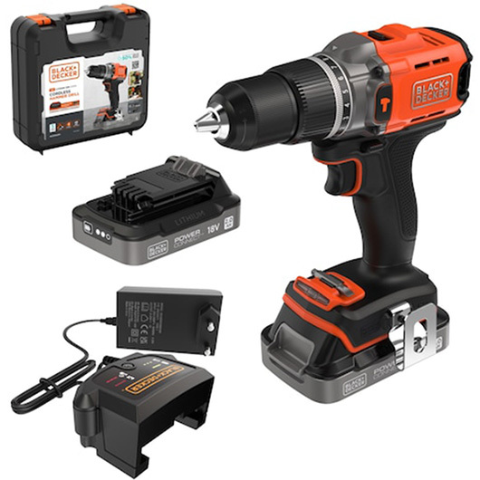 BLACK+DECKER Schroefklop machine/koffer +2x2.0ah schroefboor