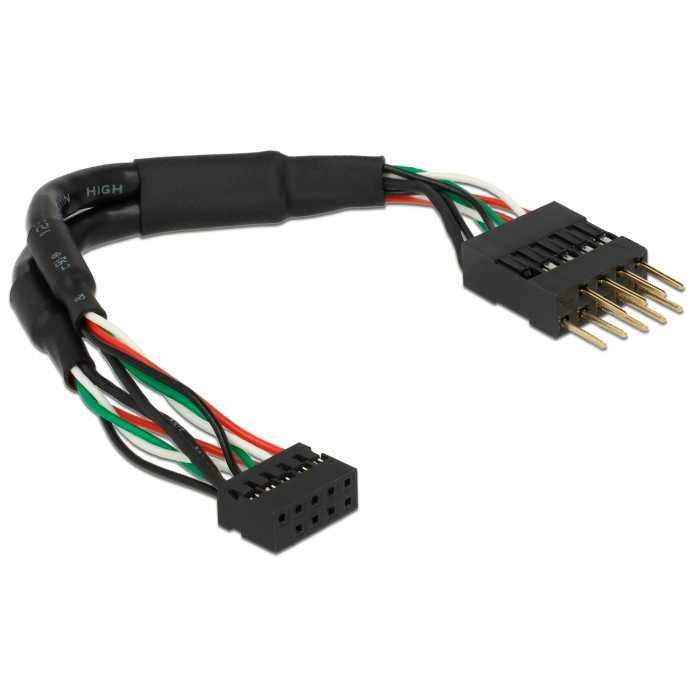 DeLOCK KB USB 2.0 Bu10Pin-St10Pi bk 0,1m kabel