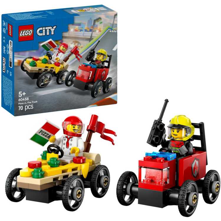 LEGO City - Raceautopakket: pizzabestelwagen vs. brandweerauto Constructiespeelgoed