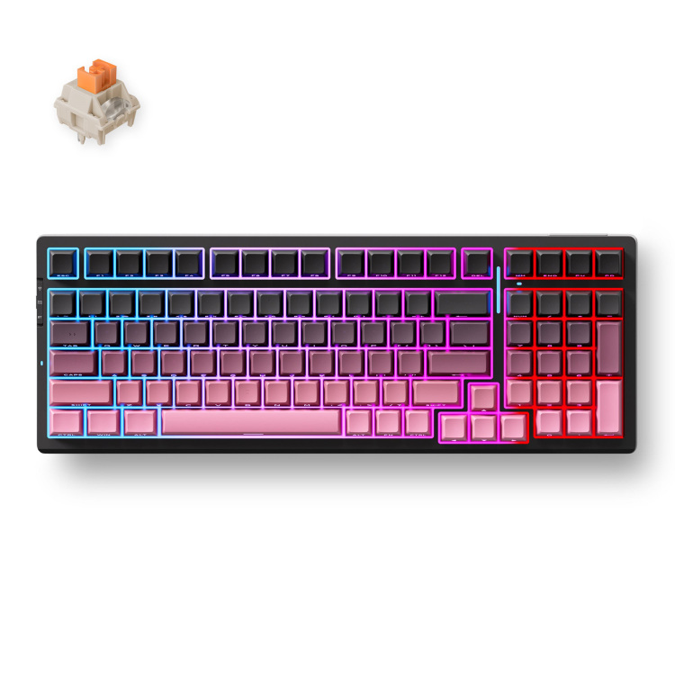MCHOSE G98 Pro Black Pink Flame Orange Wireless Tri-Mode Custom Mechanical gaming toetsenbord