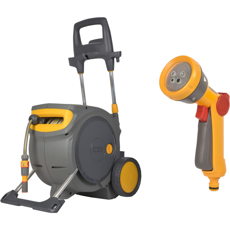 Hozelock Auto Reel Mobile slangenwagen met 35 m slang, Incl. Multi Spraygun