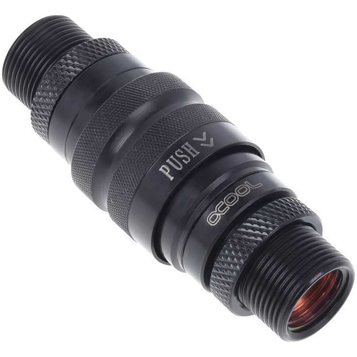 Alphacool Eiszapfen quick release set met dubbele schotfitting G1/4 IG - Deep Black verbinding