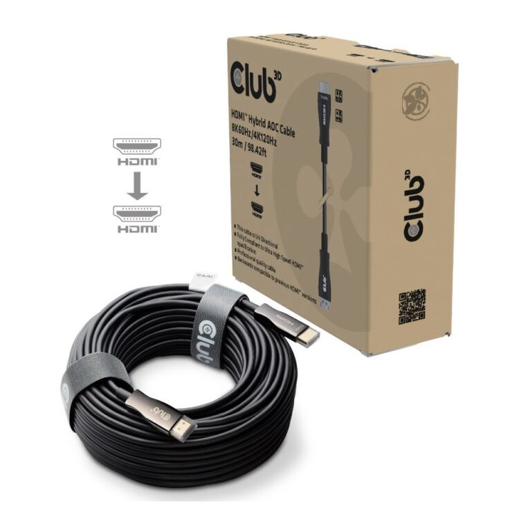 Club 3D HDMI hybride AOC kabel 8K60Hz/4K120Hz 30m