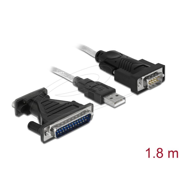 DeLOCK Adapter USB 2.0 Type-A > 1 x Serial DB9 RS-232 + Adapter DB25