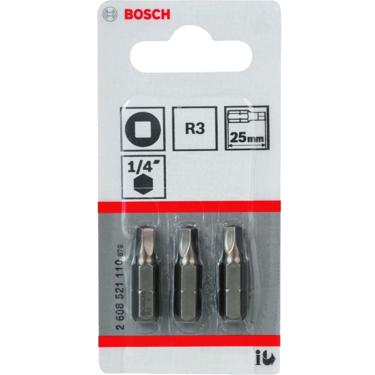 Bosch Bit 4-Kant R3 extra-hard 1/4" 25mm, 3 stuks