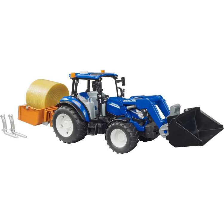 bruder New Holland T5.120 met voorlader, kiepbak en vorken modelvoertuig