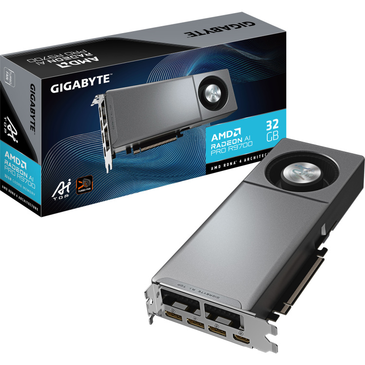 GIGABYTE Radeon AI PRO R9700 AI TOP 32G grafische kaart