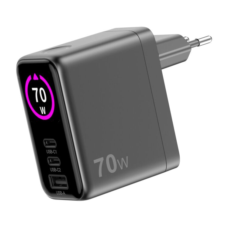 Sitecom 70W GaN Power Delivery Wall Charger with full color LED display oplader