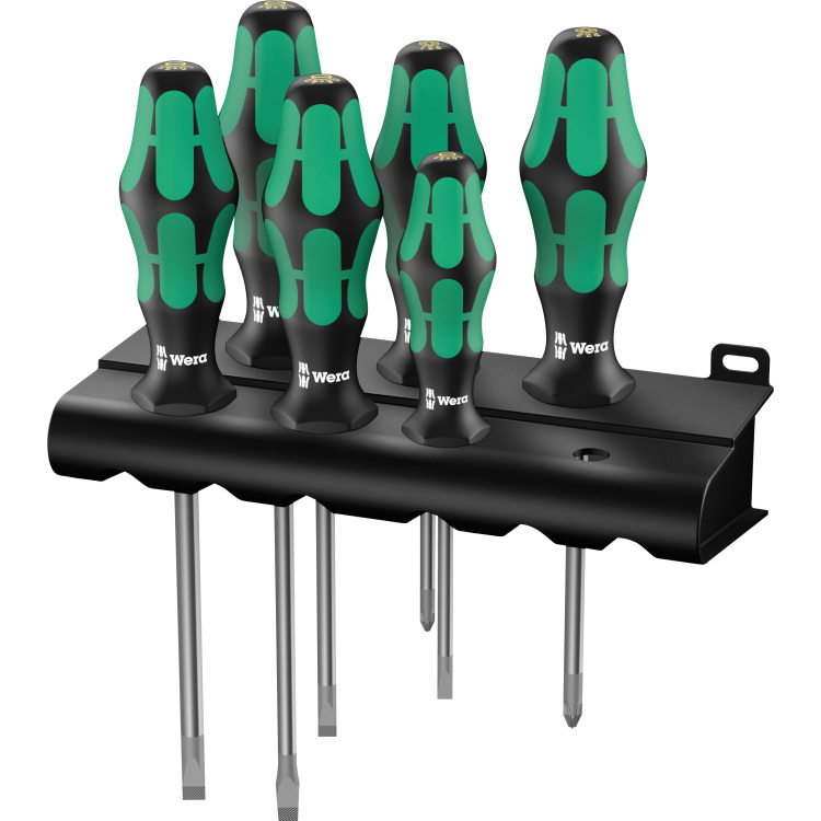 Wera Schroevendraaierset 334/335/6 Kraftform Plus, Lasertip met rek