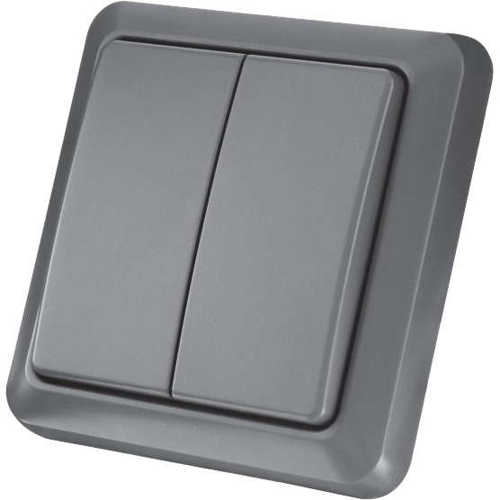 KlikAanKlikUit Draadloze dubbele wandschakelaar voor buiten knop