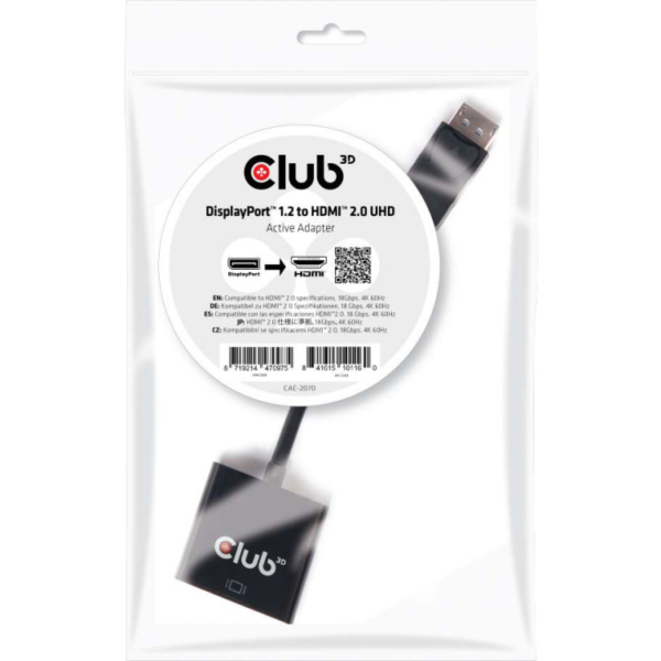 Club 3D DisplayPort 1.2 > HDMI 2.0 UHD Active Adapter