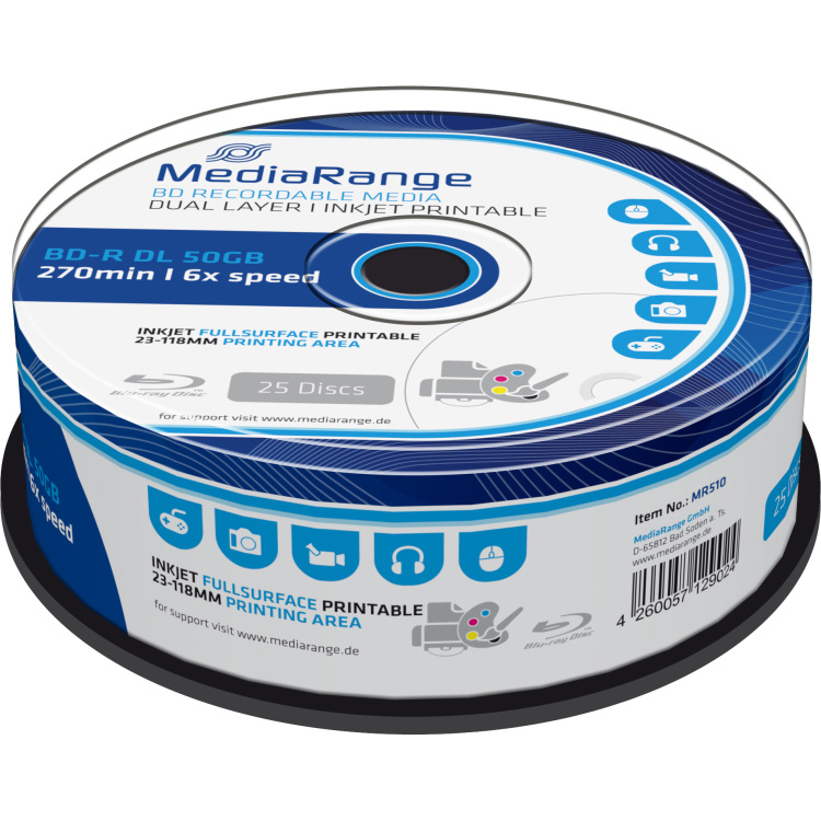 MediaRange BD-R Dual Layer 50 GB blu-ray media