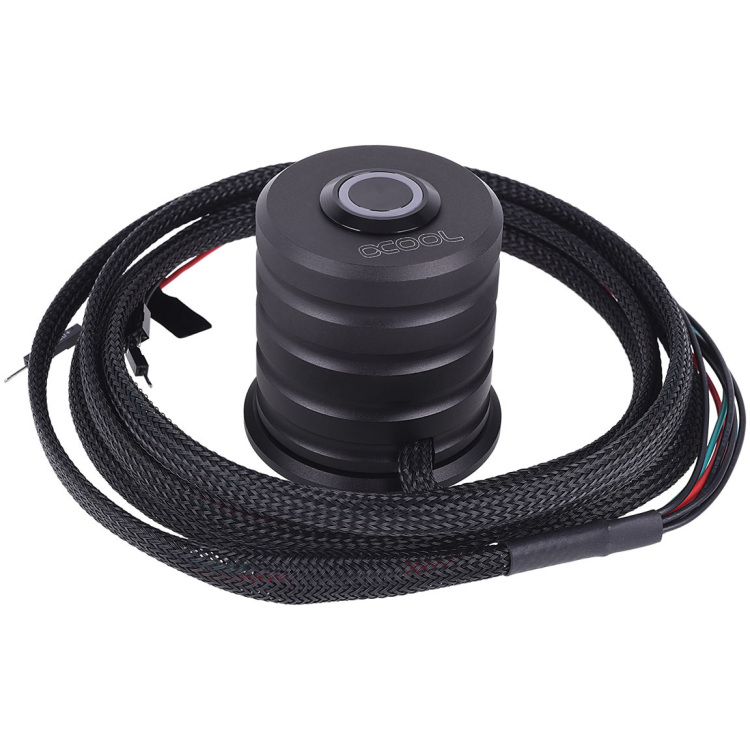 Alphacool Powerbutton met push-button 19mm red lighting - deep black schakelaar