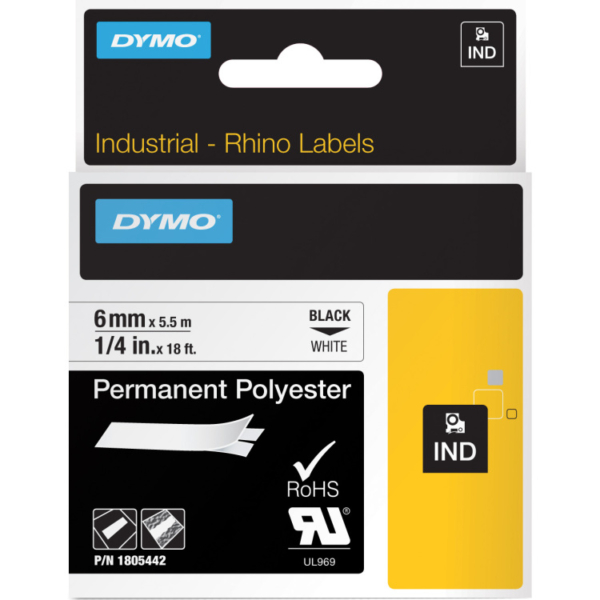Dymo IND labels van permanente polyester 6 mm x 5,5 m printlint