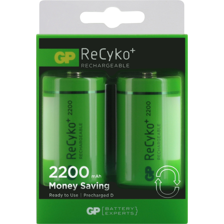 GP Batteries ReCyko+ D 2200 - 2 oplaadbare batterijen