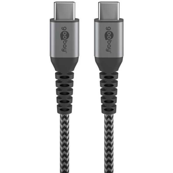 goobay USB-C > USB-C textielkabel met metalen aansluitingen
