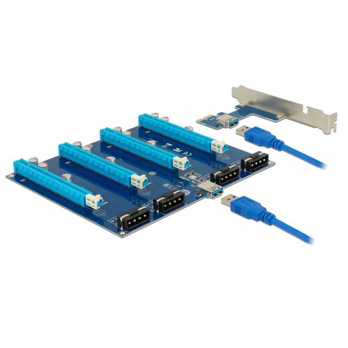DeLOCK Riser Card PCI Express x1 > 4 x PCIe x16 met USB-kabel