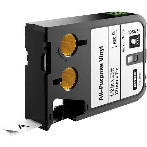 Dymo XTL Universeel Vinyl zwart op transparant 12 mm x 7 m printlint